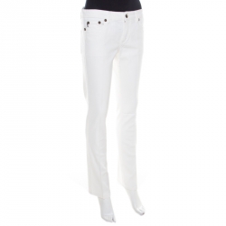 Pre Owned Just Cavalli White Cotton Denim Straight Fit Jeans M