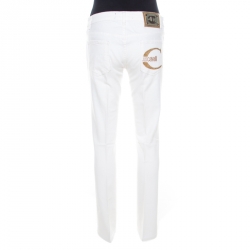 Pre Owned Just Cavalli White Cotton Denim Straight Fit Jeans M