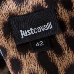 Pre Owned Just Cavalli Mulicolor Floral & Leopard Print Neck Detail Short Dress M