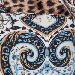 Pre Owned Just Cavalli Mulicolor Floral & Leopard Print Neck Detail Short Dress M