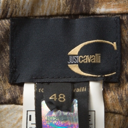 Pre Owned Just Cavalli Multicolor Animal Print Satin Pleated Hemline Sleeveless Dress L