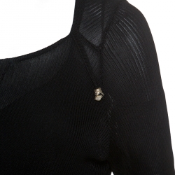 Pre Owned Just Cavalli Black Knit Sheer Asymmetric Dress S