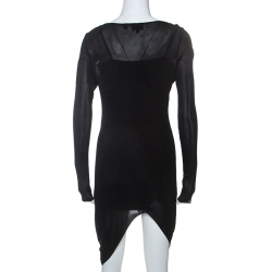 Pre Owned Just Cavalli Black Knit Sheer Asymmetric Dress S
