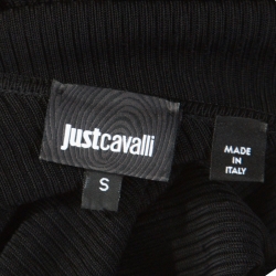 Pre Owned Just Cavalli Black Knit Sheer Asymmetric Dress S