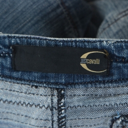 Pre Owned Just Cavalli Blue Denim Buckle Detail Cropped Jeans M