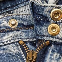 Pre Owned Just Cavalli Blue Denim Buckle Detail Cropped Jeans M