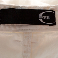 Pre Owned Just Cavalli White Denim Flared Maxi Skirt L