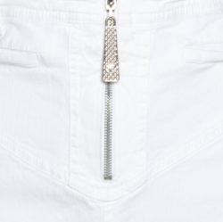 Pre Owned Just Cavalli White Denim Flared Maxi Skirt L