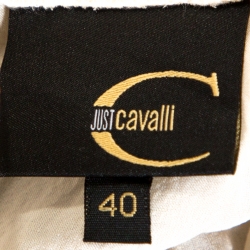 Just Cavalli Cream Stretch Silk Ruched Detail Top S
