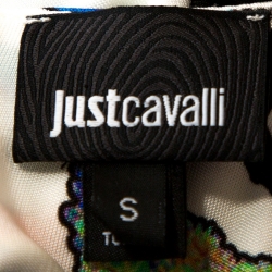 Pre Owned Just Cavalli White Floral Print Jersey Cutout Detail Maxi Dress S