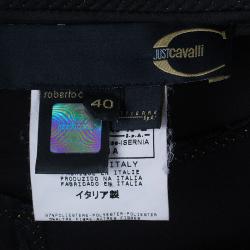 مملوكة مسبقًا Just Cavalli Black Satin Fishtail Maxi Skirt S