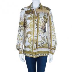 مملوكة مسبقًا Just Cavalli Scarf Print Button Down Shirt S