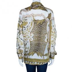مملوكة مسبقًا Just Cavalli Scarf Print Button Down Shirt S