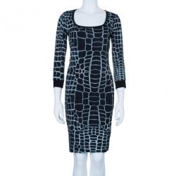 Pre Owned Just Cavalli Monochrome Stretch Jersey Dress M