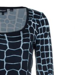 Pre Owned Just Cavalli Monochrome Stretch Jersey Dress M