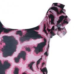 Pre Owned Just Cavalli Leopard Print Scoop Neck Dress S
