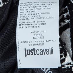 Pre Owned Just Cavalli Monochrome Floral Flock Print Sequin Embellished Maxi Dress S