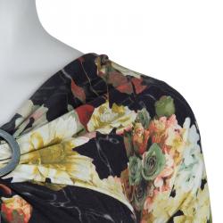 Pre Owned Just Cavalli Floral Print Jersey Off Shoulder Top M
