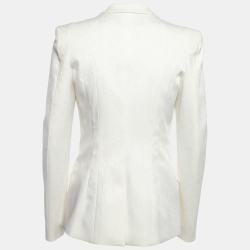 Pre Owned Just Cavalli Off White Jacquard Tailored Rhinestones Blazer M