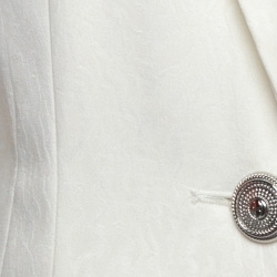 Pre Owned Just Cavalli Off White Jacquard Tailored Rhinestones Blazer M