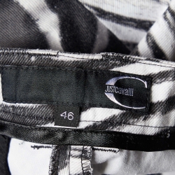 Just Cavalli Black/White Zebra Print Cotton Capri Pants L