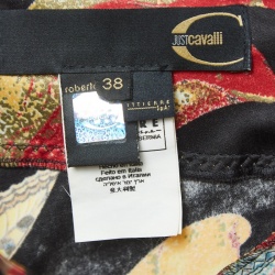 Pre Owned Just Cavalli Multicolor Printed Satin Flared Maxi Skirt S