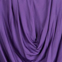 Pre Owned Just Cavalli Purple Front Drape Detail Long Sleeve Top M