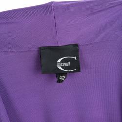 Pre Owned Just Cavalli Purple Front Drape Detail Long Sleeve Top M