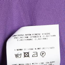 Pre Owned Just Cavalli Purple Front Drape Detail Long Sleeve Top M