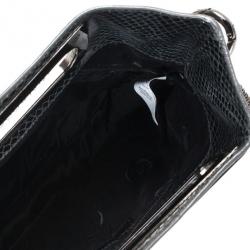  Just Cavalli Leather Metallic Embossed Chain Shoulder Bag 