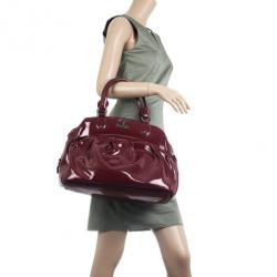Pre Owned Just Cavalli Burgundy Patent Leather Hobo