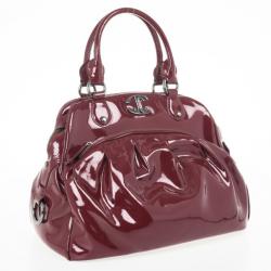 Pre Owned Just Cavalli Burgundy Patent Leather Hobo
