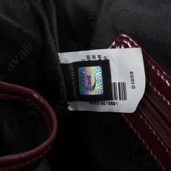 Pre Owned Just Cavalli Burgundy Patent Leather Hobo