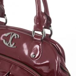 Pre Owned Just Cavalli Burgundy Patent Leather Hobo