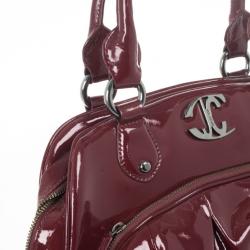 Pre Owned Just Cavalli Burgundy Patent Leather Hobo