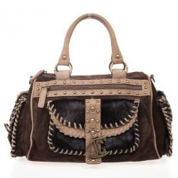 Just Cavalli Pony Hair and Suede Satchel