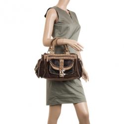 Just Cavalli Pony Hair and Suede Satchel