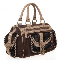 Just Cavalli Pony Hair and Suede Satchel