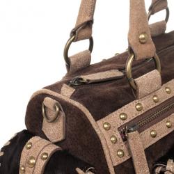 Just Cavalli Pony Hair and Suede Satchel