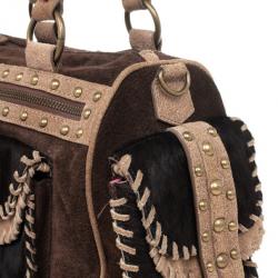 Just Cavalli Pony Hair and Suede Satchel