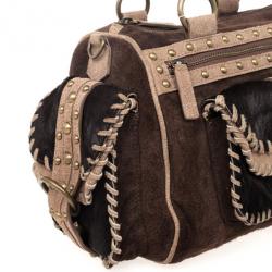 Just Cavalli Pony Hair and Suede Satchel