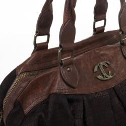 Just Cavalli Brown Leather and Monogram Bag