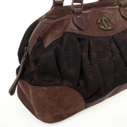 Just Cavalli Brown Leather and Monogram Bag