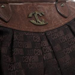 Just Cavalli Brown Leather and Monogram Bag