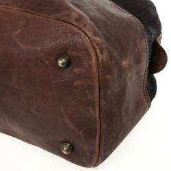 Just Cavalli Brown Leather and Monogram Bag
