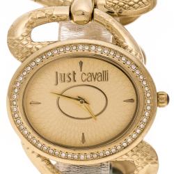 Roberto Cavalli Gold Tone Serpenti R7253577591 Women's Wristwatch 36 mm