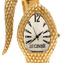 مملوكة مسبقًا Just Cavalli Silver White Gold Serpent Bracelet Poison Women's Wristwatch 27 mm
