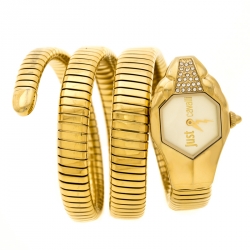 Pre Owned Just Cavalli Yellow Gold Plated Stainless Steel Glam Chic 1L022 Women's Wristwatch 22 mm