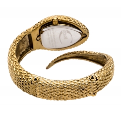 Pre Owned Just Cavalli Champagne Gold Plated Stainless Steel Serpent Bracelet Poison Women's Wristwatch 27 mm