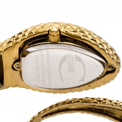Pre Owned Just Cavalli Champagne Gold Plated Stainless Steel Serpent Bracelet Poison Women's Wristwatch 27 mm